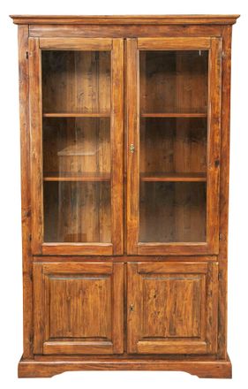 Biscottini International Vitrina Country De Madera Maciza Acabado Con Efecto Nogal 120x37x197 Cm