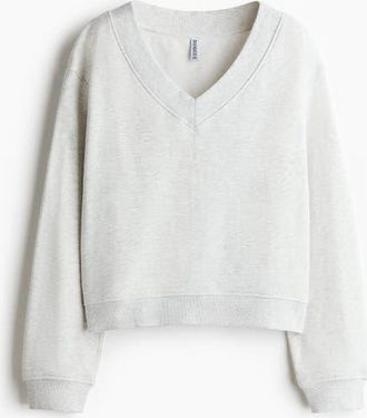 H&M V-neck Sweatshirt in Light Gray Melange at Nordstrom, Size Xx-Large