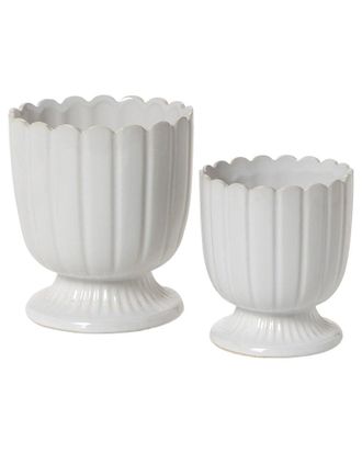 Two's Company Set Of 2 Scalloped Edge Planters