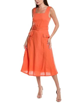 Tahari by ASL Tahari Asl Linen-Blend Midi Dress