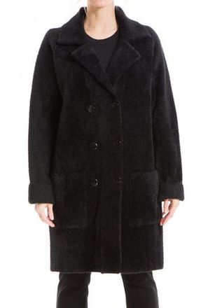 Max Studio Fuzzy Double Breasted Sweater Coat in Black at Nordstrom Rack, Size X-Small