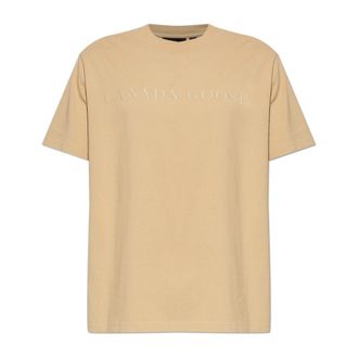 Canada Goose T-Shirts, male, Beige, Size: XL Logo T-Shirt