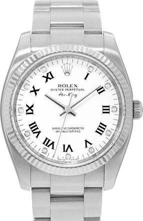 Rolex Pre-owned Rolex Air King 34 Automatic Chronometer White Dial Mens Watch 114234 WRO