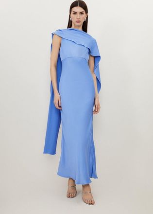 Karen Millen Tall Viscose Satin Draped Midi Dress