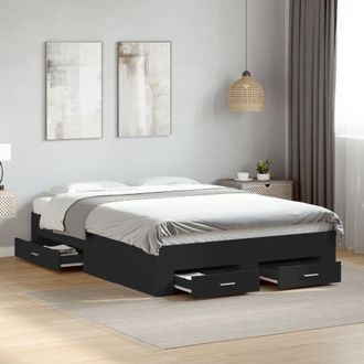 Berkfield Home Bed Frame with Drawers without Mattress Black 135x190 cm Double