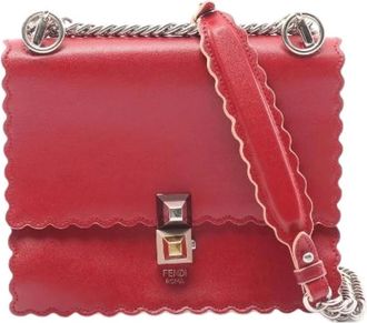 Fendi Pre-owned Cross Body Bags, female, Red, Size: ONE SIZE Pre-owned Mini KAN I leather shoulder bag