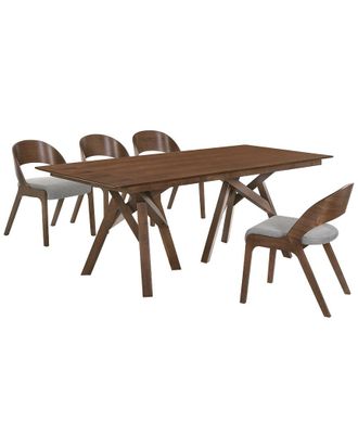 Armen Living Cortina And Polly 5Pc Walnut Rectangular Dining Set