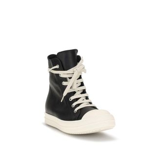 Rick Owens Womens Black Calf Leather Bos Taurus High Top Sneakers