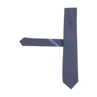 Ferragamo Silk Tie with Patterned Design - male - Ferragamo - Ties - Blue - ONE SIZE - Accessories