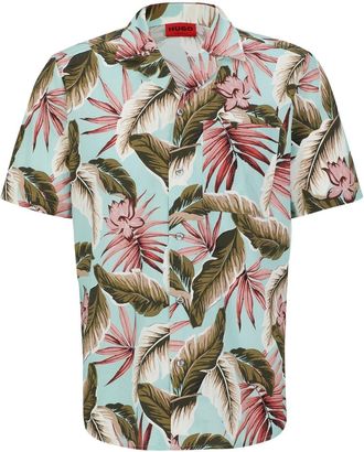 HUGO BOSS Hugo Mens Collared Neck Shirt Collar Short Sleeve in Turquoise/Aqua - Size X-Small