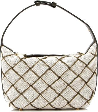 Bottega Veneta Beige Woven Canvas Wallace Mini Shoulder Bag (Authentic Pre- Loved)