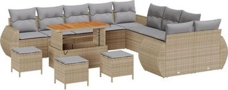 vidaXL Garden Sofa Set with Cushion 14 pcs Beige and light grey vidaXL