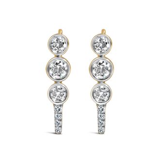 House of Brilliance 10K Yellow Gold Plated.925 Sterling Silver 1.0 Cttw Lab Grown Diamond Bezel Set Drop Earrings