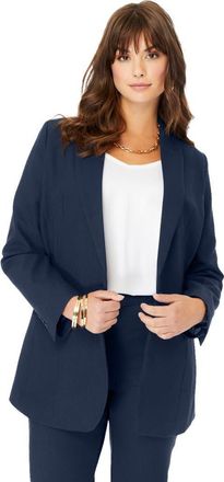 Roaman's Plus Size Bendover Blazer in Navy at Nordstrom, Size 12
