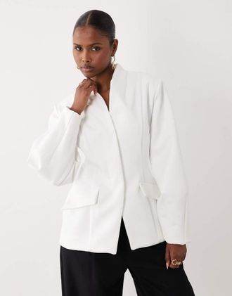 Asos Blazer stretto in vita bianco