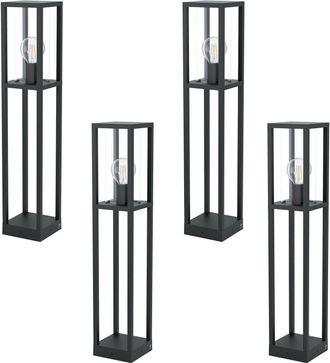 Loops 4 PACK IP44 Outdoor Bollard Light Black Cast Aluminium Box 40W E27 Tall Post