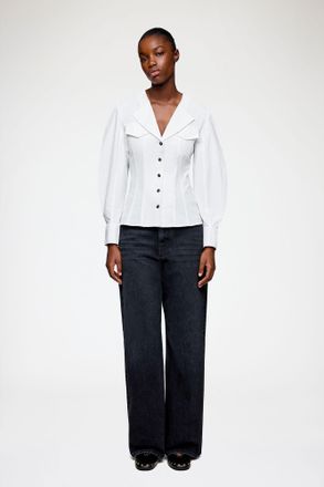Ganni White Shirt in Cotton - Size 34 Organic