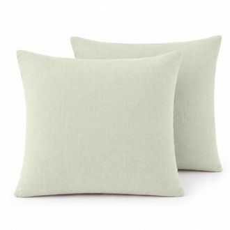 Febronie Funda de almohada (x2) lino verde almendra 65x65
