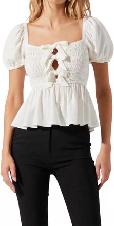 Astr Darlene Puff Sleeve Top In White