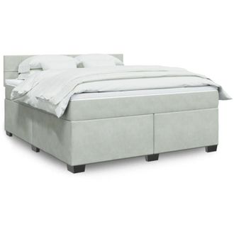 vidaXL Vidaxl - Cama Box Spring Con Colch&oacute;n Terciopelo Gris Claro 180x200 Cm