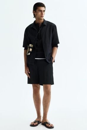 H&M Loose Fit Bermuda Shorts in Black at Nordstrom, Size 28