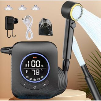 OEM Ducha Port&aacute;til Recargable Por Usb-c Para Camping Con Pantalla Inteligente Y Cabezal De Ducha De 4 Modos, Bomba El&eacute;ctrica De 8000 Mah Para Uso En Exter