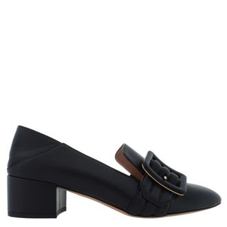 Bally Janelle Buckle Leather Pumps, Brand Size 39 ( US Size 8.5 )