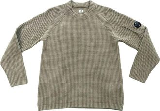 C.P. Company Lens-detail waffle-knit sweater - men - Cotton - L - Green