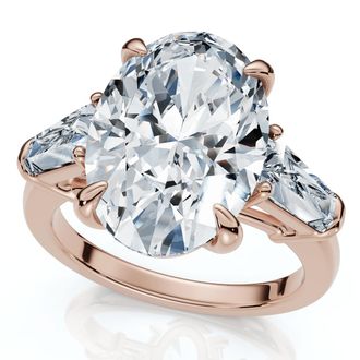 Pompeii3 Certified 4 1/3Ct Oval & Baguette Diamond Engagement Ring 14k Gold/Pt Lab Grown