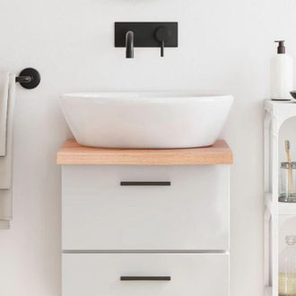 vidaXL Encimera Ba&ntilde;o Madera Maciza Tratada Marr&oacute;n Claro 40x60x(2-4) Cm Vidaxl