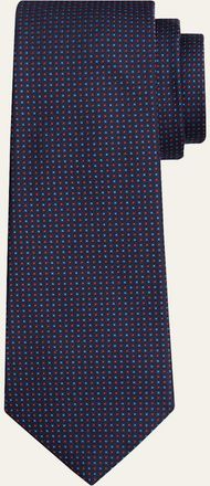Kiton Mens Micro-Geometric Silk Sevenfold Tie