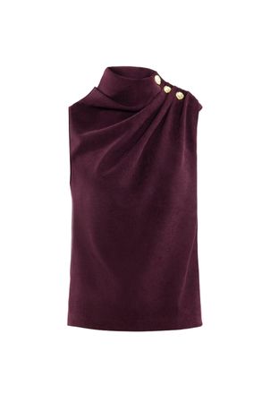 Saiid Kobeisy Pleated Top With Gold Buttoned Shoulder