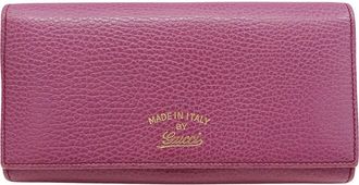 Gucci Purple Leather Long Wallet (Bi-Fold) (Pre-Owned)