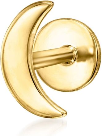 RS Pure by Ross-Simons 14kt Yellow Gold Single Moon Flat-Back Stud Earring