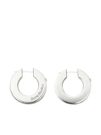 Acne Studios engraved-logo hoop earrings - unisex - Brass - One Size - Silver
