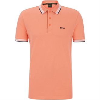 HUGO BOSS Herenpoloshirt Paddy met contrasterende boorden (Rood)