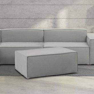 Dmora Dmora - Puff Dabdella, Otomana De La Sala De Estar, 100% Made In Italy, Sill&oacute;n Relax En Tela Tapizada, Cm 100x70h43, Gris