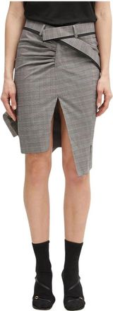 Ottolinger Drape Pencil Skirt - Dames - Korte rokken - Grijs - S - Wol - Rokken