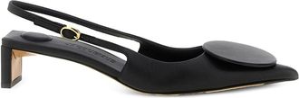 Jacquemus Black Pointed Toe Block Heel Slingback Pumps