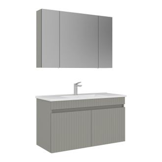 Habitat et Jardin Set Mobile Lavabo Con Specchio (2 Pezzi) tivoli 100 - 100 X 45 X 66 Cm - Cashmere Opaco
