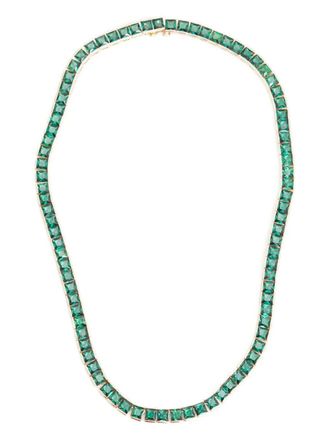 Izabel Display square-zirconia tennis necklace - women - 18K Gold-Plated Recycled Brass/Zirconia - 45 - Green