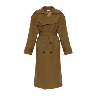Balmain Abrigo de Lana con Cintur&oacute;n - Coats - Mujer - Marr&oacute;n - 2XS