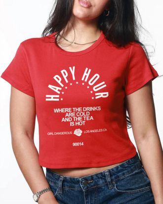 Girl Dangerous Happy Hour Cropped Top In Red