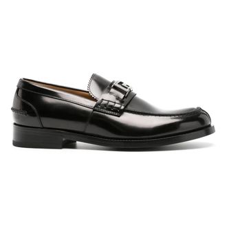 Versace Black Flat Shoes Greca Hardware