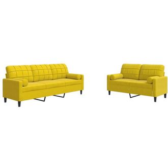 vidaXL Vidaxl - Juego De Sof&aacute;s Con Cojines 2 Piezas Terciopelo Amarillo