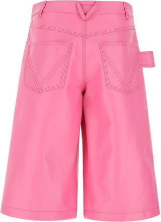 Bottega Veneta Womens Pink Nappa Leather Bermuda Shorts 5004 Exterior: Lamb