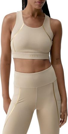 Born Living Yoga Gold Medium Support Performance Sport Top in Stick at Nordstrom, Size Medium Eu