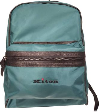 Kiton Mens Nylon Backpack In Blue