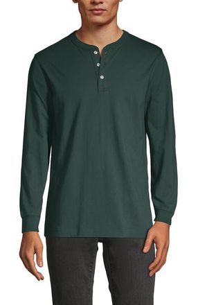 Lands End Super-T Long Sleeve Henley Shirt in Deep Woodland Green at Nordstrom, Size Xx-Large