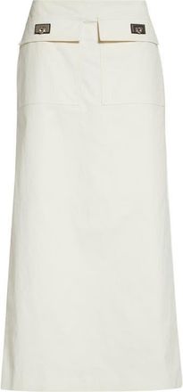 Ferragamo Hug Buckle Coated Linen Cargo Skirt in Mascarpone at Nordstrom, Size 10 Us